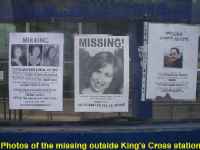 photos of the missing outside King's Cross Station, London