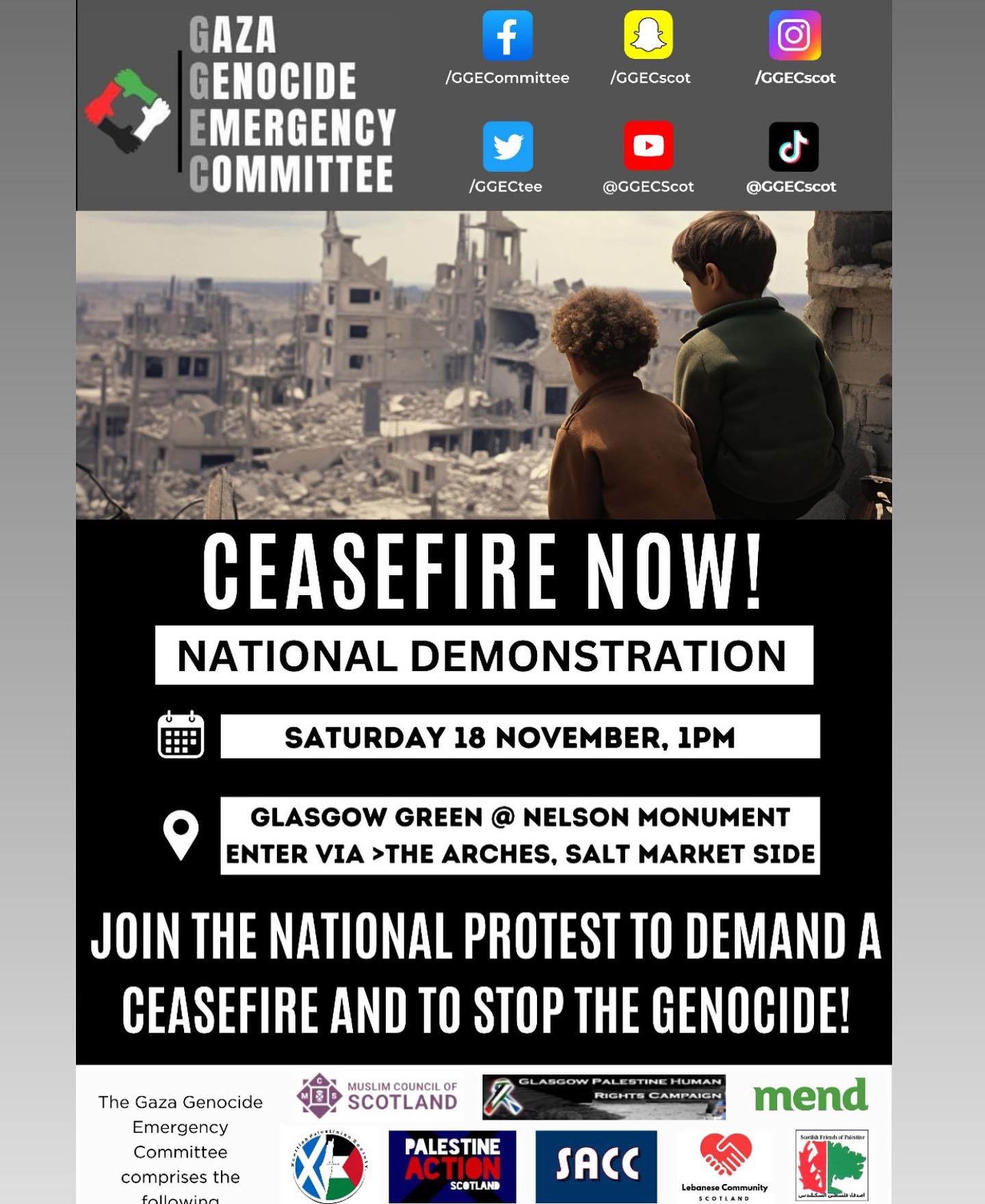 National demo for Gaze, Glasgow, 18 November 2023